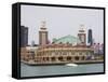 Navy Pier from Lake Michigan, Chicago, Illinois, United States of America, North America-Amanda Hall-Framed Stretched Canvas