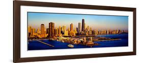 Navy Pier in the lake at sunrise, Lake Michigan, Chicago, Cook County, Illinois, USA-null-Framed Photographic Print