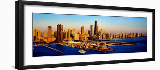 Navy Pier in the lake at sunrise, Lake Michigan, Chicago, Cook County, Illinois, USA-null-Framed Photographic Print