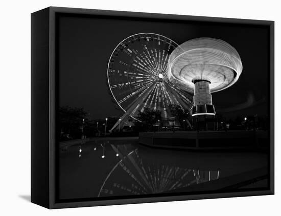 Navy Pier Nights Chicago BW-Steve Gadomski-Framed Stretched Canvas