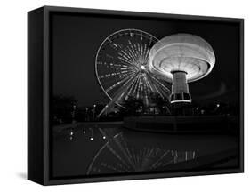 Navy Pier Nights Chicago BW-Steve Gadomski-Framed Stretched Canvas