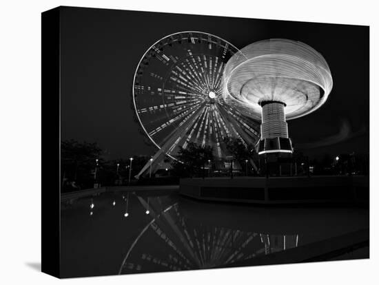 Navy Pier Nights Chicago BW-Steve Gadomski-Stretched Canvas