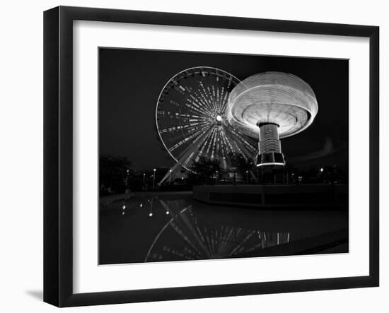 Navy Pier Nights Chicago BW-Steve Gadomski-Framed Photographic Print