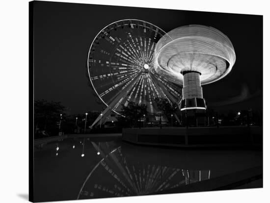 Navy Pier Nights Chicago BW-Steve Gadomski-Stretched Canvas