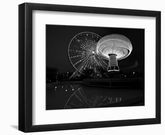 Navy Pier Nights Chicago BW-Steve Gadomski-Framed Photographic Print