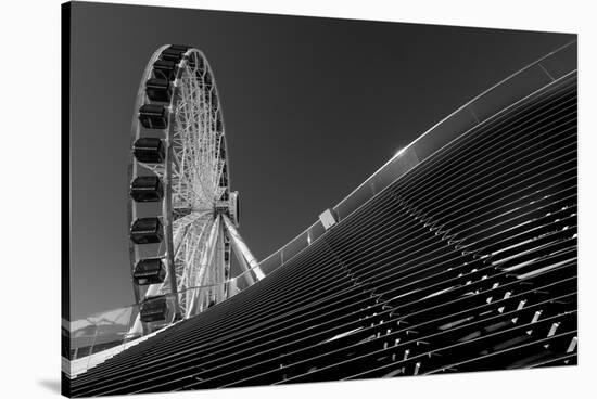 Navy Pier Wheel Chicago B W-Steve Gadomski-Stretched Canvas