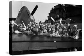 Navy Pilots Celebrate on the USS Lexington-null-Stretched Canvas