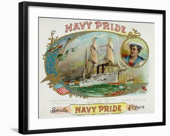 Navy Pride Brand Cigar Box Label-Lantern Press-Framed Art Print