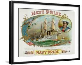 Navy Pride Brand Cigar Box Label-Lantern Press-Framed Art Print