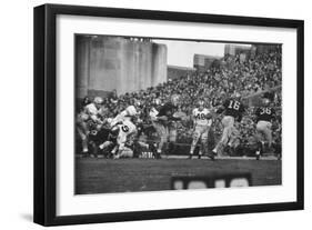 Navy Quaterback, George Welsh, Reaching Out to Complete Pass, During Army-Navy Game-John Dominis-Framed Photographic Print