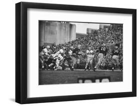 Navy Quaterback, George Welsh, Reaching Out to Complete Pass, During Army-Navy Game-John Dominis-Framed Premium Photographic Print