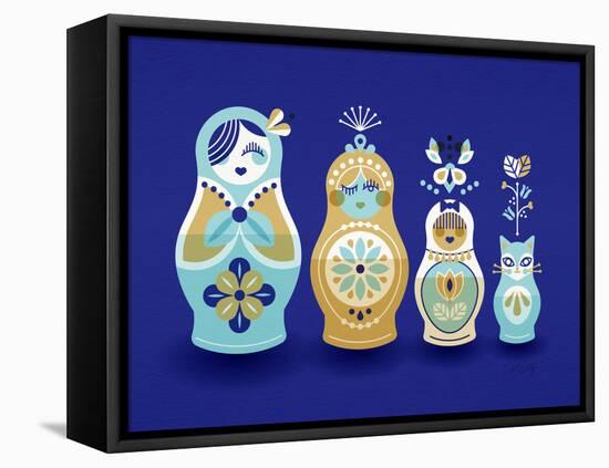 Navy Russian Dolls-Cat Coquillette-Framed Stretched Canvas