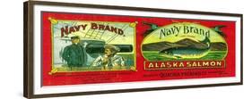 Navy Salmon Can Label - Quadra Bay, AK-Lantern Press-Framed Premium Giclee Print