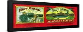 Navy Salmon Can Label - Quadra Bay, AK-Lantern Press-Framed Art Print