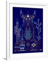 Navy Santa Fe Garden-Cat Coquillette-Framed Art Print