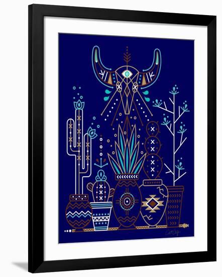 Navy Santa Fe Garden-Cat Coquillette-Framed Art Print