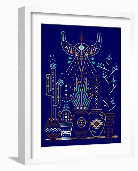 Navy Santa Fe Garden-Cat Coquillette-Framed Art Print