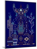 Navy Santa Fe Garden-Cat Coquillette-Mounted Art Print