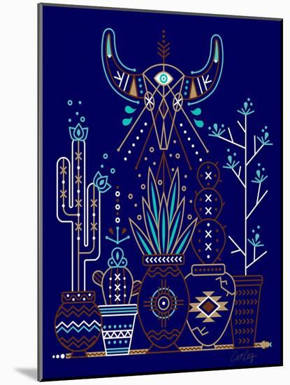 Navy Santa Fe Garden-Cat Coquillette-Mounted Art Print