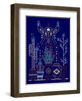 Navy Santa Fe Garden-Cat Coquillette-Framed Art Print