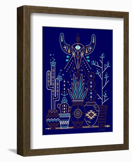 Navy Santa Fe Garden-Cat Coquillette-Framed Art Print