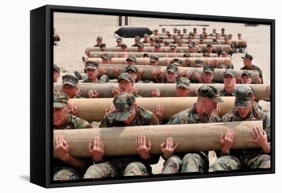 Navy SEAL Candidates Train with a 600-Pound Log, 2011-null-Framed Stretched Canvas