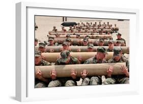 Navy SEAL Candidates Train with a 600-Pound Log, 2011-null-Framed Photo