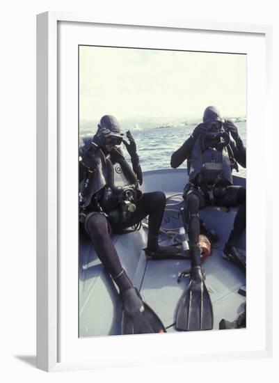 Navy Seals Combat Swimmers Donn their Equipment in a Utility Boat-Stocktrek Images-Framed Photographic Print