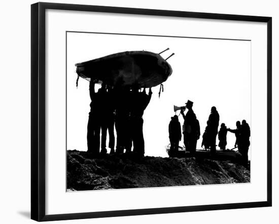 Navy SEALs Hold An Inflatable Boat Over Their Heads-Stocktrek Images-Framed Photographic Print