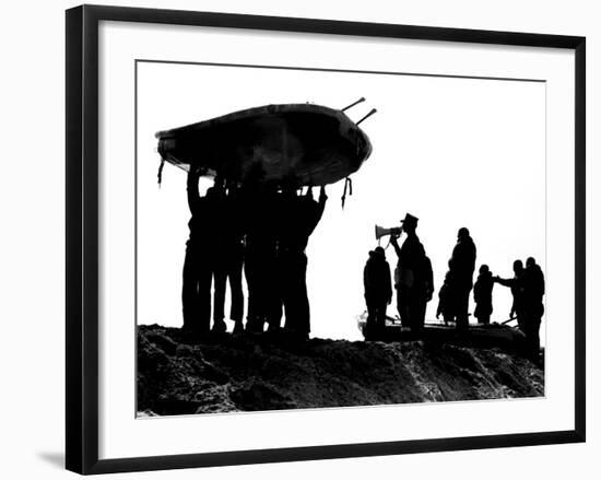Navy SEALs Hold An Inflatable Boat Over Their Heads-Stocktrek Images-Framed Photographic Print