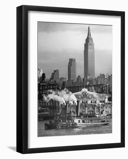 Navy Ship Sailing Through the Harbor During the Navy Day Parade-William C^ Shrout-Framed Photographic Print