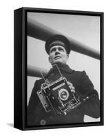 Navy Soldier Holding Camera-George Strock-Framed Stretched Canvas