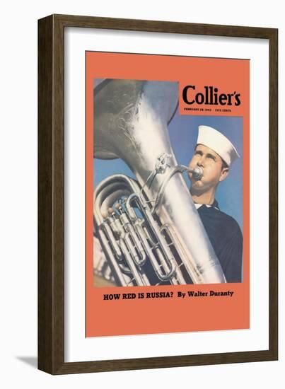 Navy Tuba Player-null-Framed Art Print