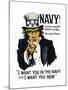 Navy! Uncle Sam is Calling You, c.1917-null-Mounted Art Print