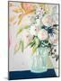 Navy Vase Floral-Jenny Westenhofer-Mounted Art Print