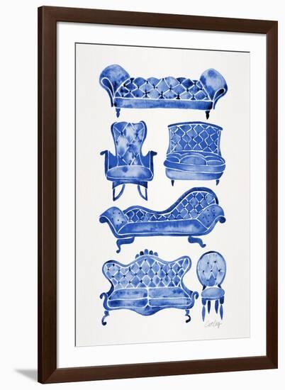 Navy Victorian Lounge-Cat Coquillette-Framed Art Print