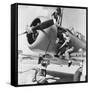 Navy Wave Aviation Machinist's Mates, Working on an North American Aviation Snj Training Plane-null-Framed Stretched Canvas