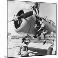 Navy Wave Aviation Machinist's Mates, Working on an North American Aviation Snj Training Plane-null-Mounted Photo