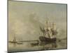 Navys Frigate Rotterdam on the Maas Off Rotterdam-Nicolaas Baur-Mounted Art Print