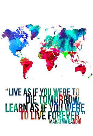 World Map Quote Mahatma Gandi