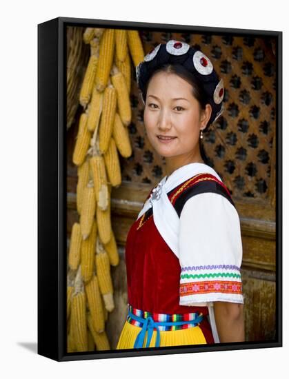 Naxi Minority Woman in Traditional Ethnic Costume, China-Charles Crust-Framed Stretched Canvas