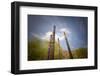 Naxi Poles with Wood Carvings with Moving Clouds in a Long Exposure, Lijiang, Yunnan, China, Asia-Andreas Brandl-Framed Photographic Print