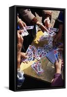 Naxi Women Playing a Local Game of Cards, Lijiang, Yunnan, China, Asia-Bruno Morandi-Framed Stretched Canvas