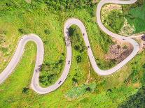 Aerial View of Crooked Path of Road on the Mountain, Shot from Drone-naypong-Photographic Print