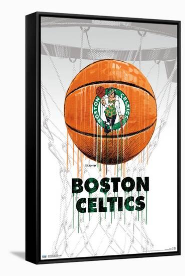 NBA Boston Celtics - Drip Ball 20-Trends International-Framed Stretched Canvas