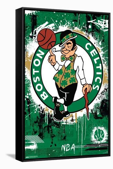 NBA Boston Celtics - Maximalist Logo 23-Trends International-Framed Stretched Canvas