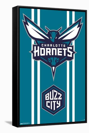 NBA Charlotte Hornets - Logo 20-Trends International-Framed Stretched Canvas