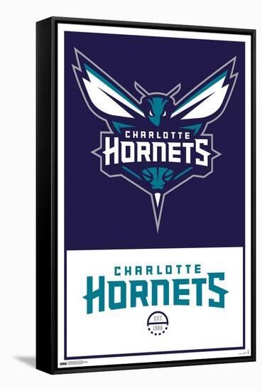 NBA Charlotte Hornets - Logo 21-Trends International-Framed Stretched Canvas