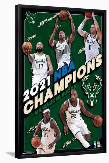 NBA Milwaukee Bucks  - 2021 NBA Finals Champions-Trends International-Framed Poster