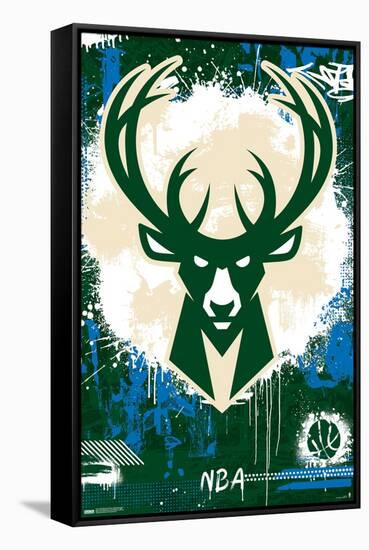 NBA Milwaukee Bucks - Maximalist Logo 23-Trends International-Framed Stretched Canvas